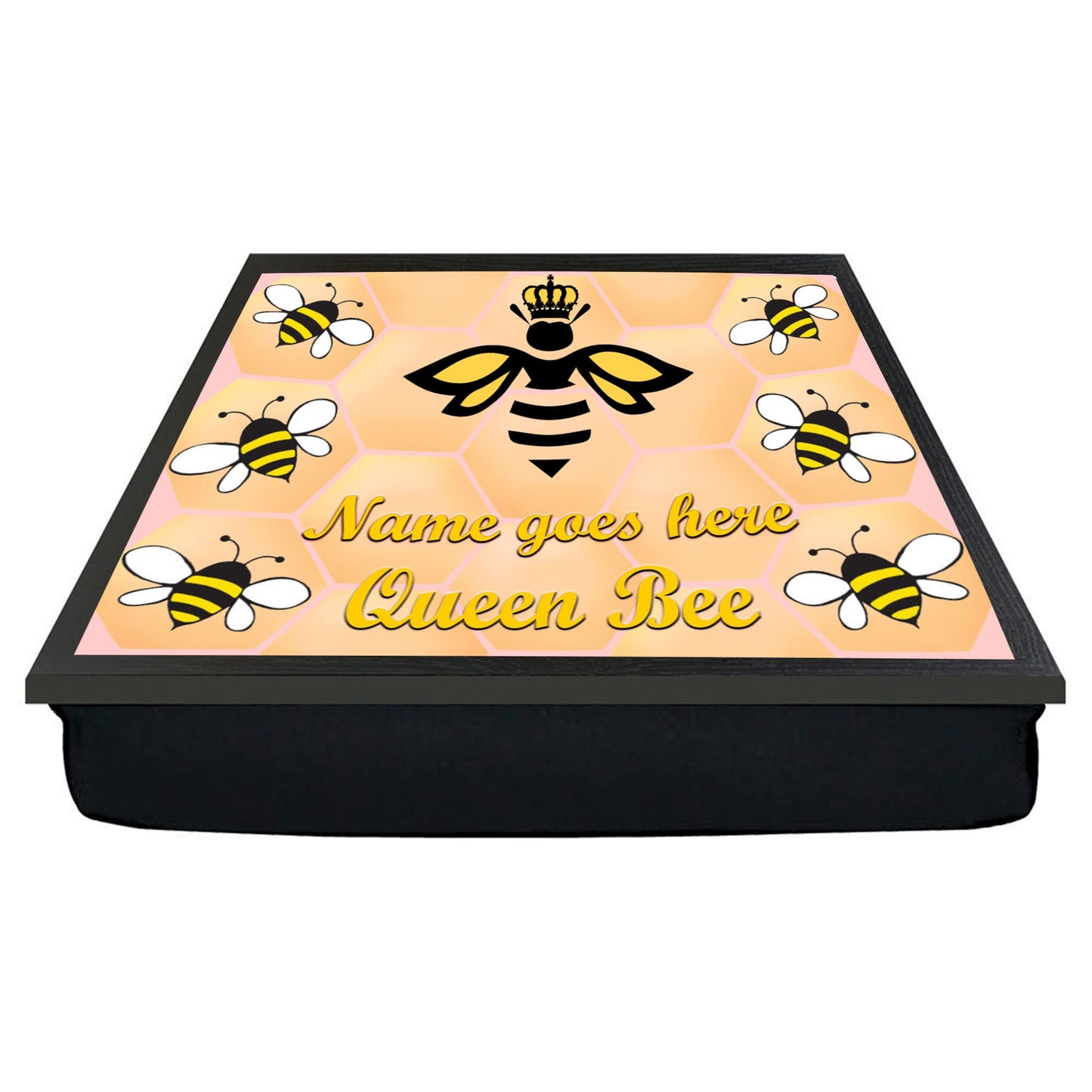Queen Bee Honeycomb Design Personalised Soft Cushion Lap Tray Gift