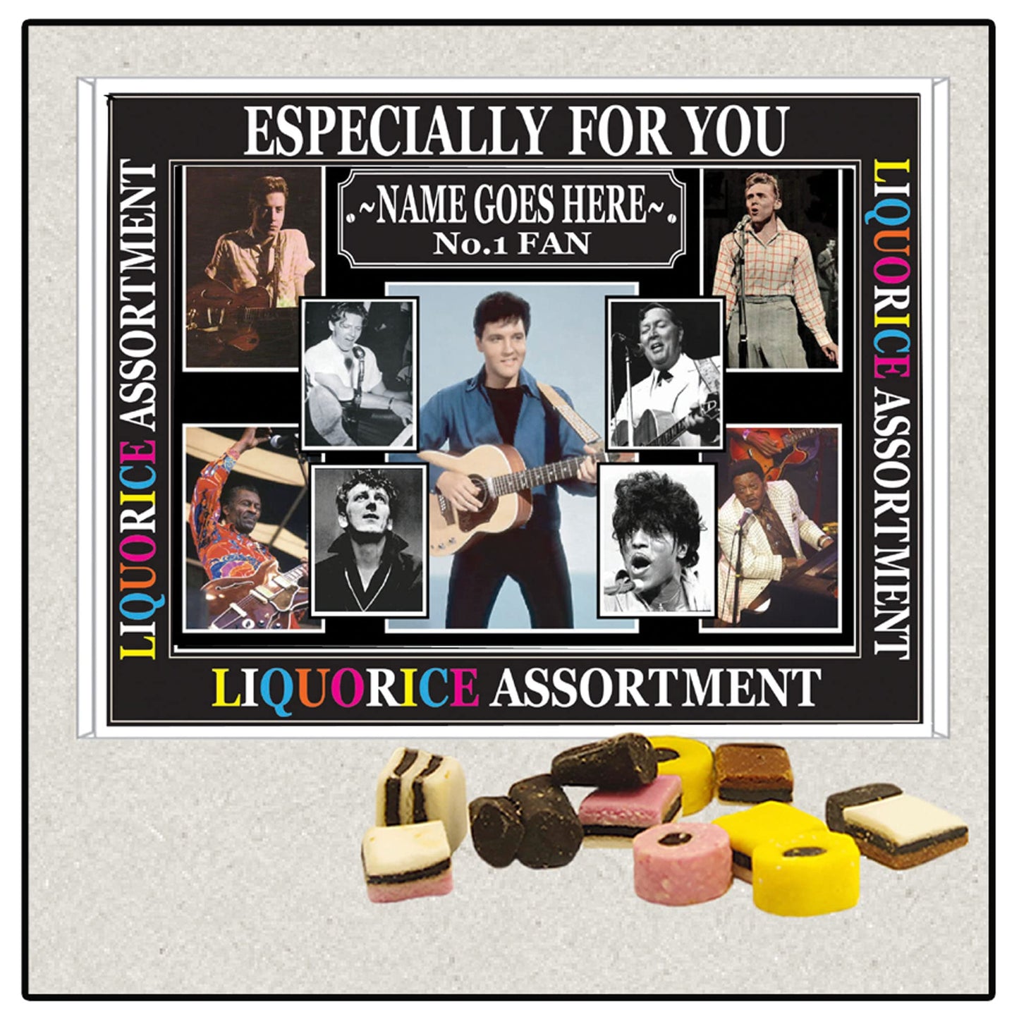 Rock & Roll Greats Celebrity Music Icon Personalised Boxed Sweets Gift Present Choice of Sweets