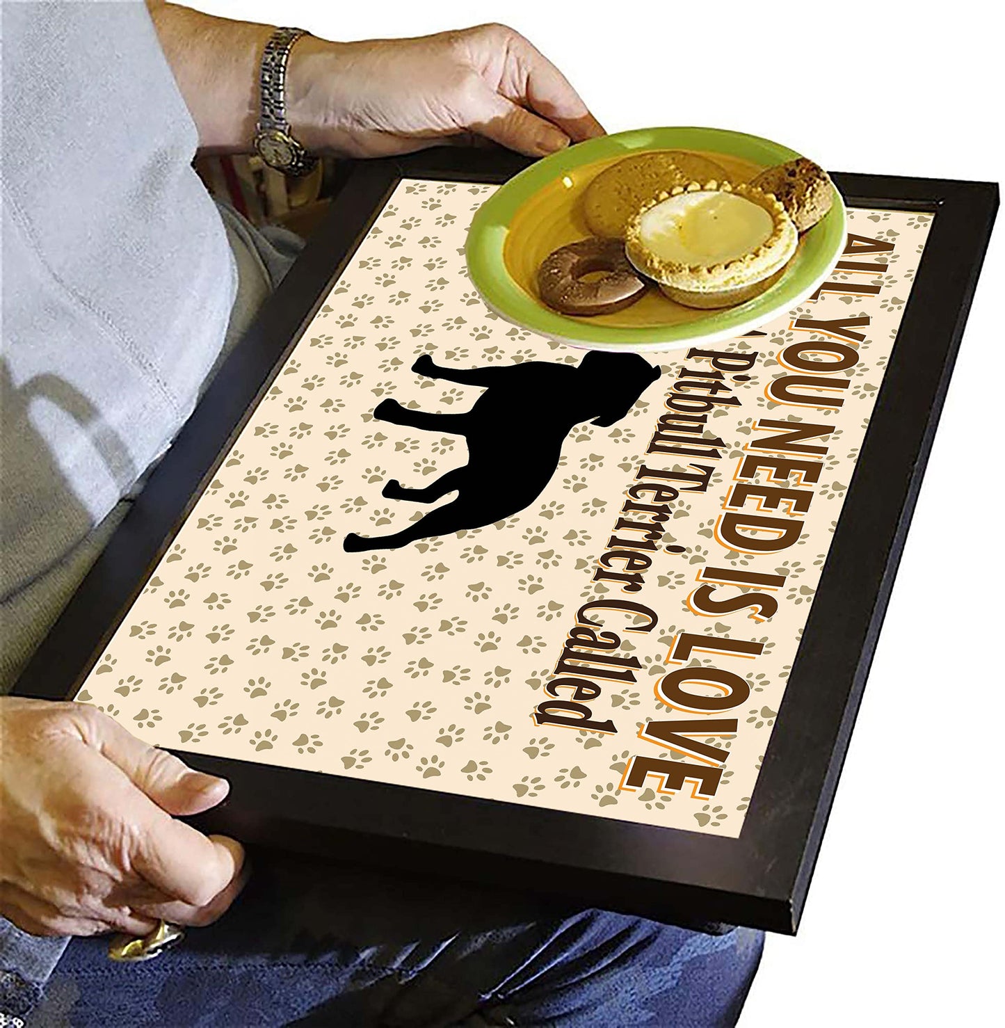 All You Need Is Love and a Pitbull Terrier Personalised Dog Breed Cushion Lap Tray Bean Bag Gift