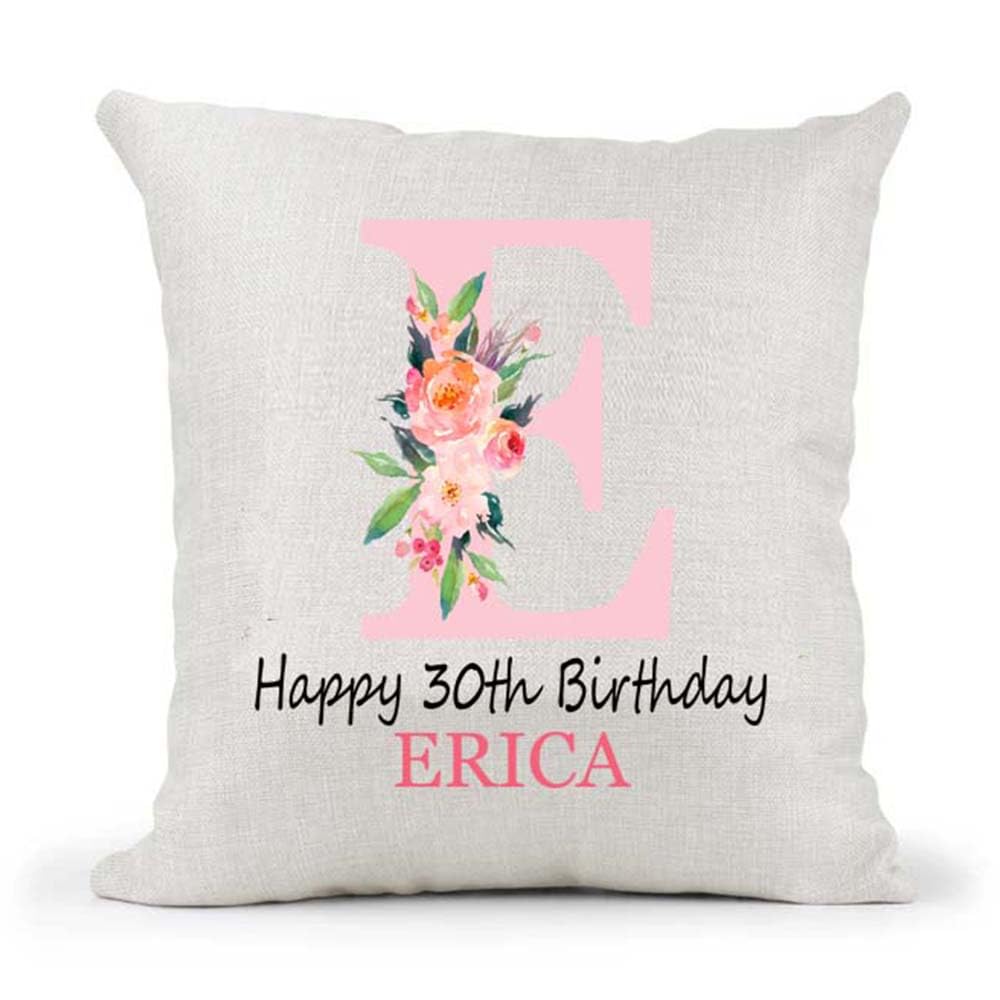 Monogram Personalised Message Grandma loved by Grandkids Names 30th 40th 50th 60th 70th Anniversary Valentines Day Mother's Day Birthday Present Country Canvas Cushion Cover Gift