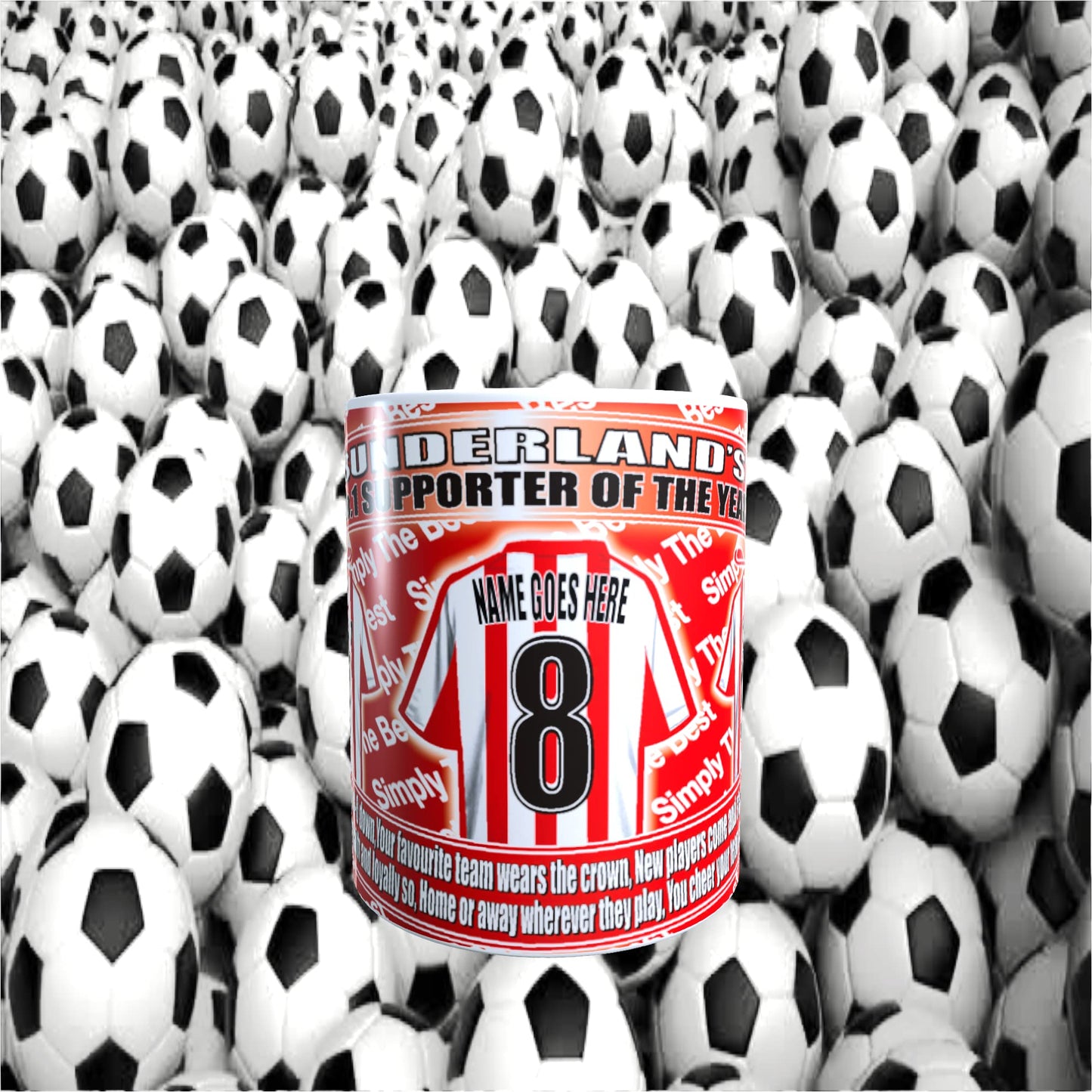 Sunderland Football Team Shirt Personalised Mug Gift with Chocolate Footballs