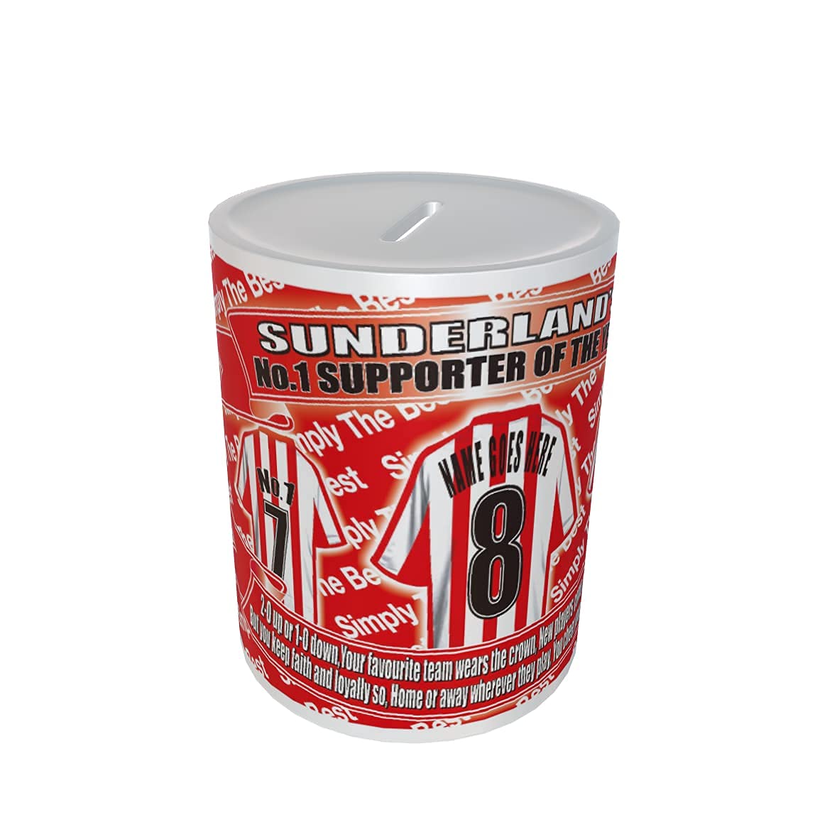 Sunderland Football Shirt Personalised Ceramic Money Box Gift