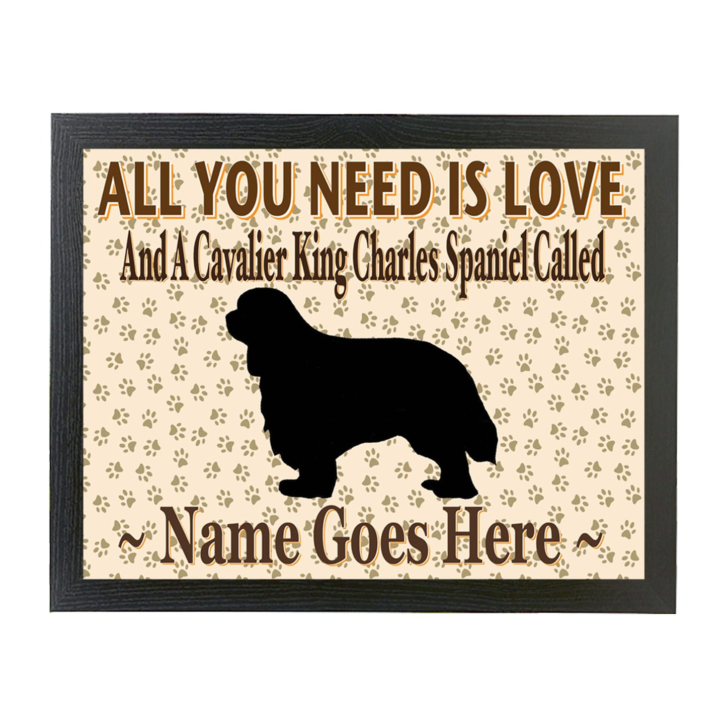 All You Need Is Love Cavalier King Charles Spaniel Personalised Dog Breed Cushion Lap Tray Bean Bag Gift