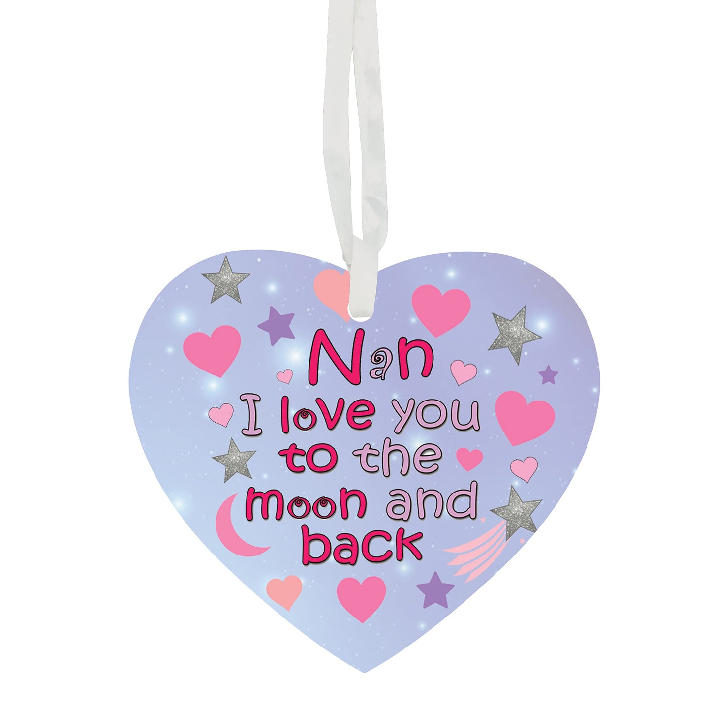 Nan I Love You To The Moon & Back Hanging Heart Ceramic Keepsake Gift (More Relative Options Are Also Available)