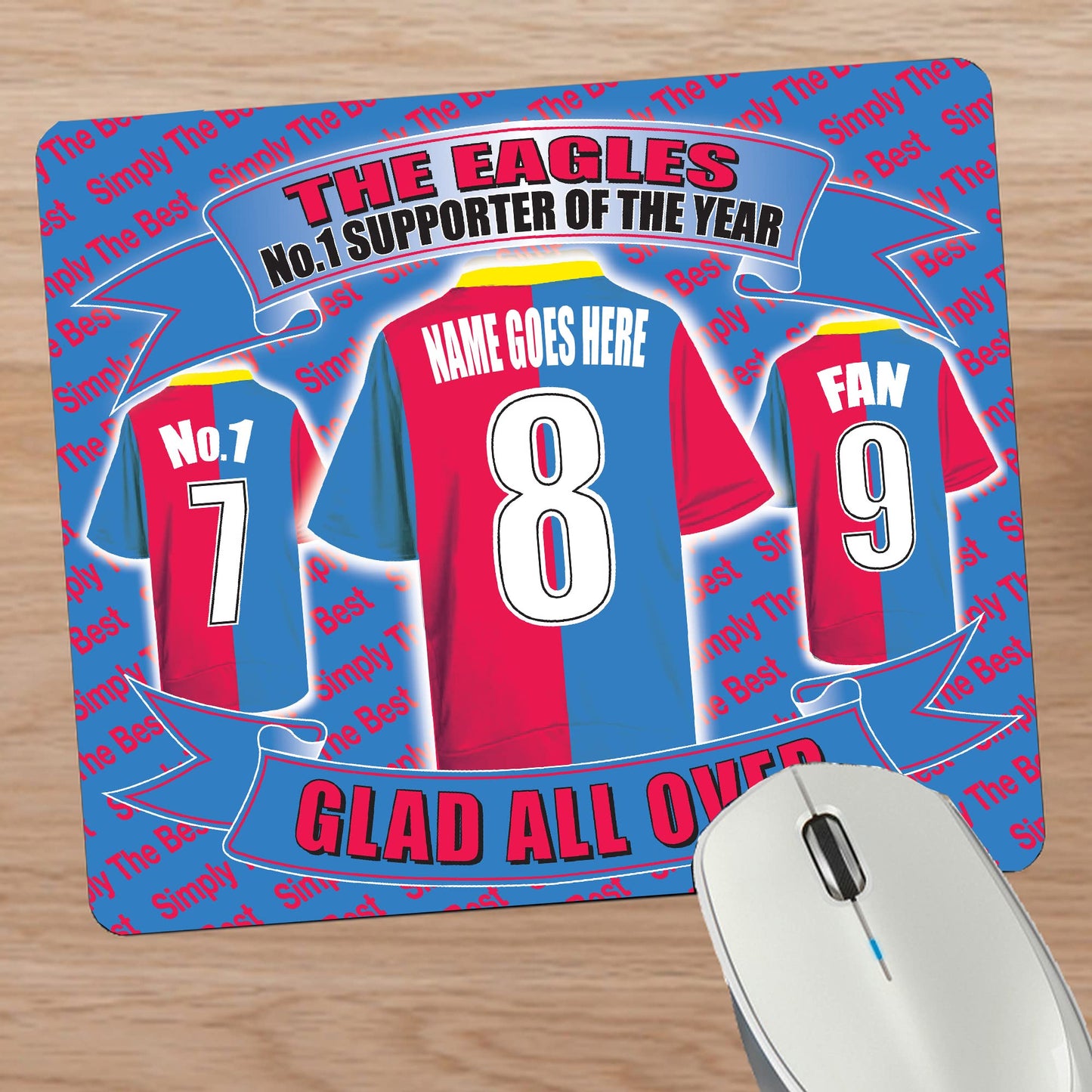 Crystal - The Glaziers Football Shirt Personalised Mouse Mat Gift