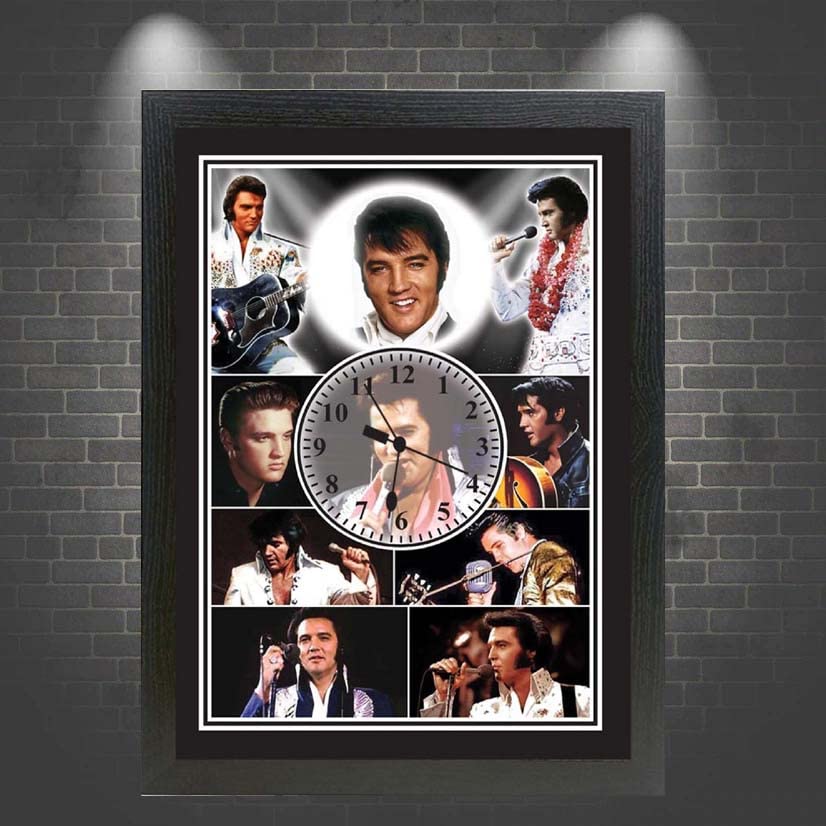 Presley King of Rock n Roll Icon Framed Wall Mountable Clock Gift