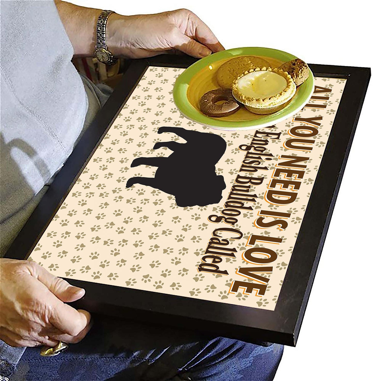 All You Need Is Love English Bulldog Personalised Dog Breed Cushion Lap Tray Bean Bag Gift