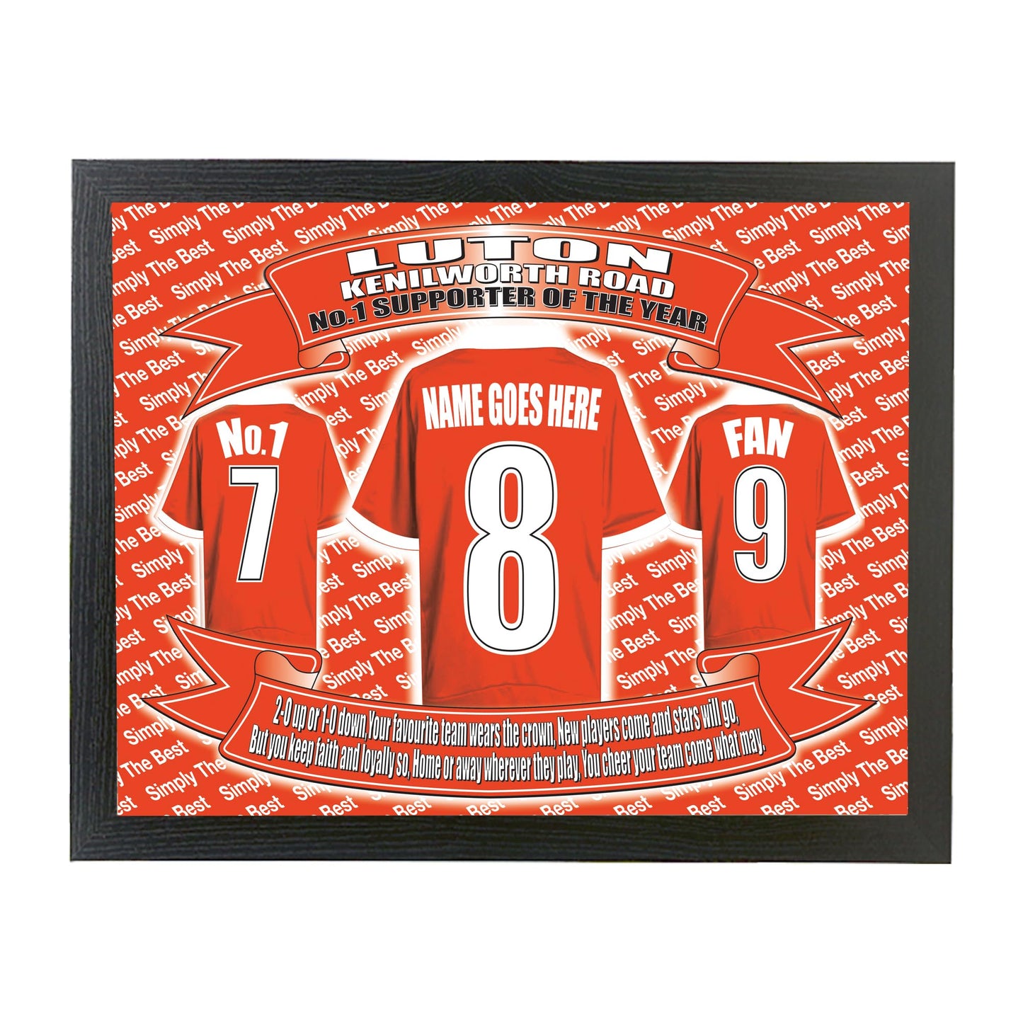 Luton Football Shirt Personalised Picture Gift
