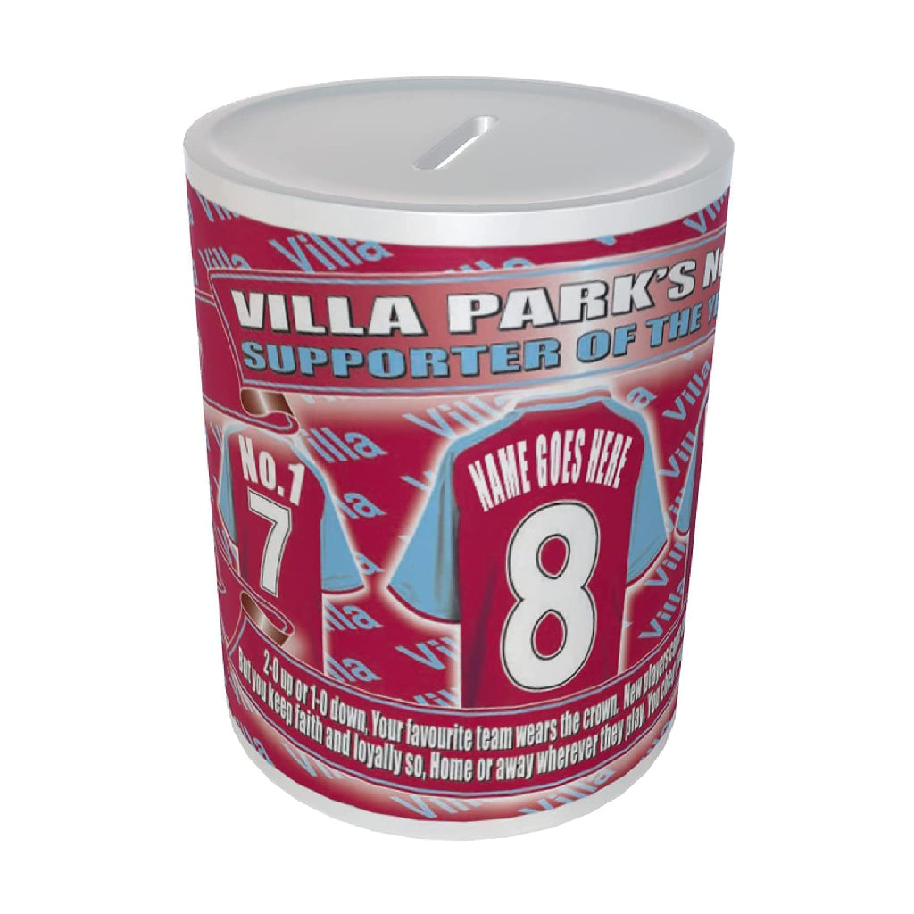 The Villa Personalised Football Shirt Ceramic Money Box Team-Aston Gift
