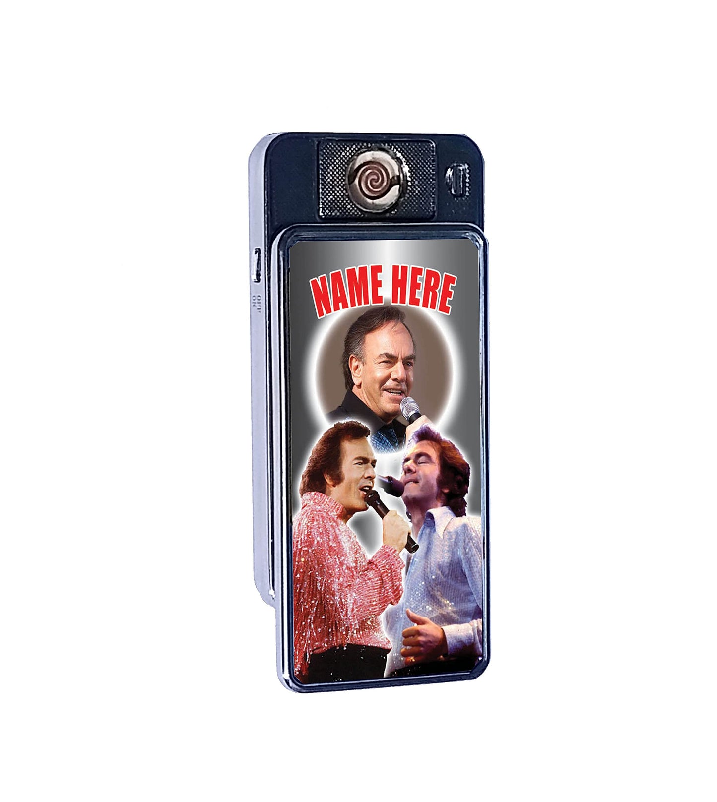 Diamond Personalised Icon Rechargeable Gift Boxed Silver Metal USB Lighter