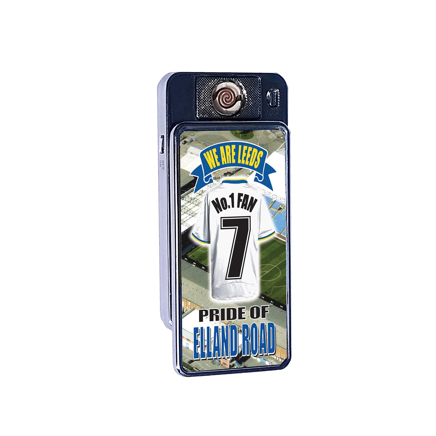Leeds U No.1 Fan Football Shirt Rechargeable Gift Boxed Silver Metal USB Lighter