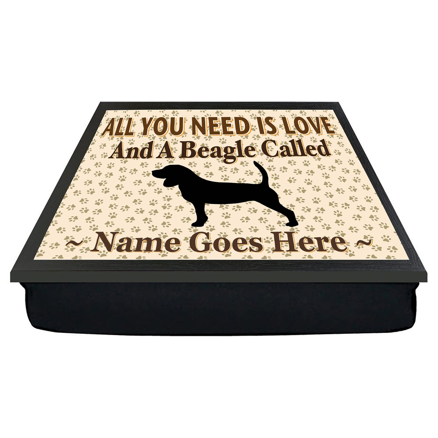 All You Need Is Love Beagle Personalised Dog Breed Cushion Lap Tray Bean Bag Gift