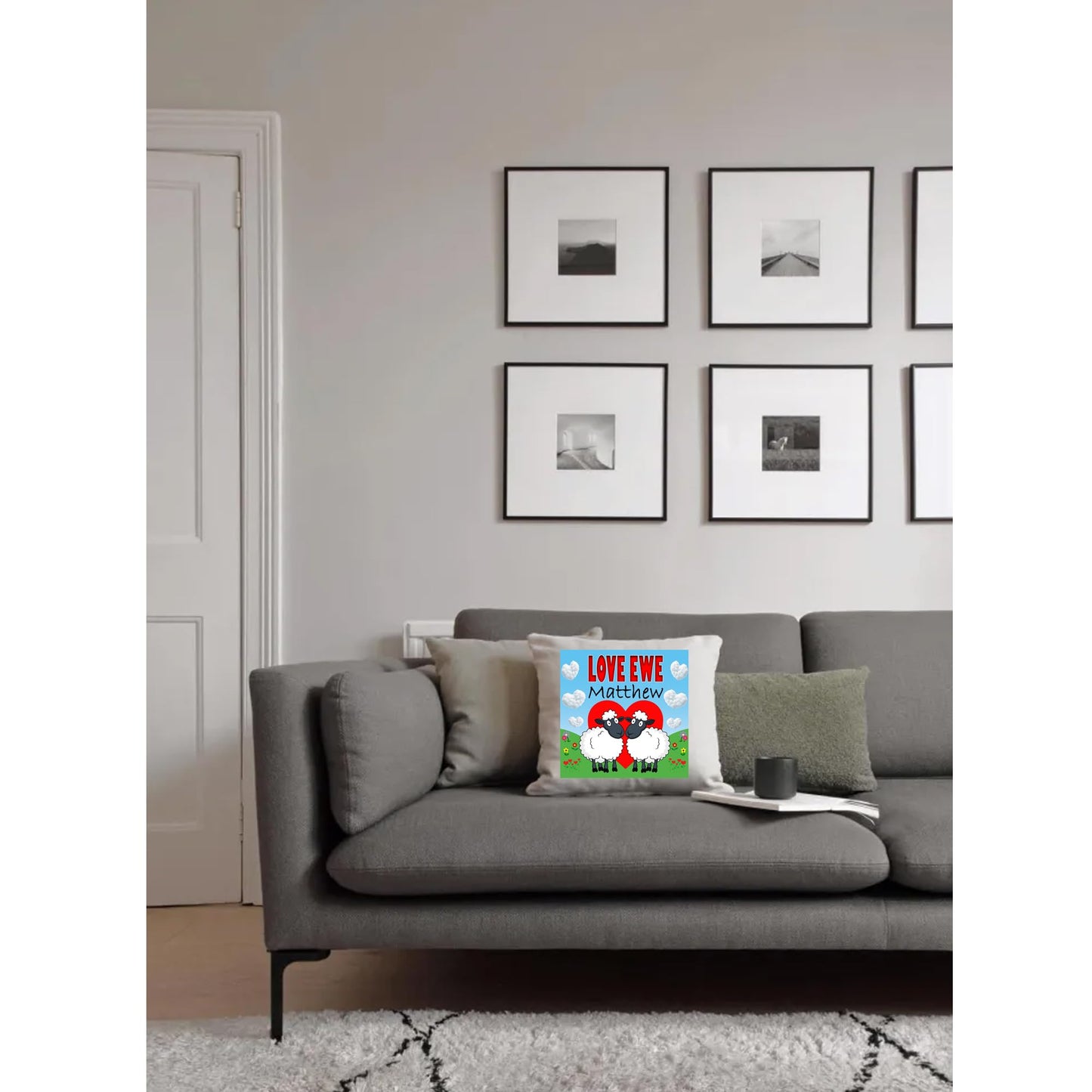 Love Ewe Male Sheep Personalised Cute Country Canvas Cushion Cover Gift