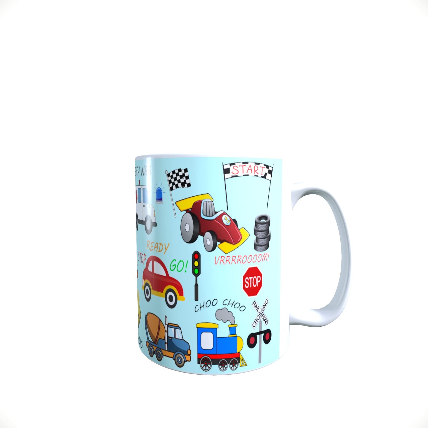 Fun Cartoon Vehicle Mug Gift Blue