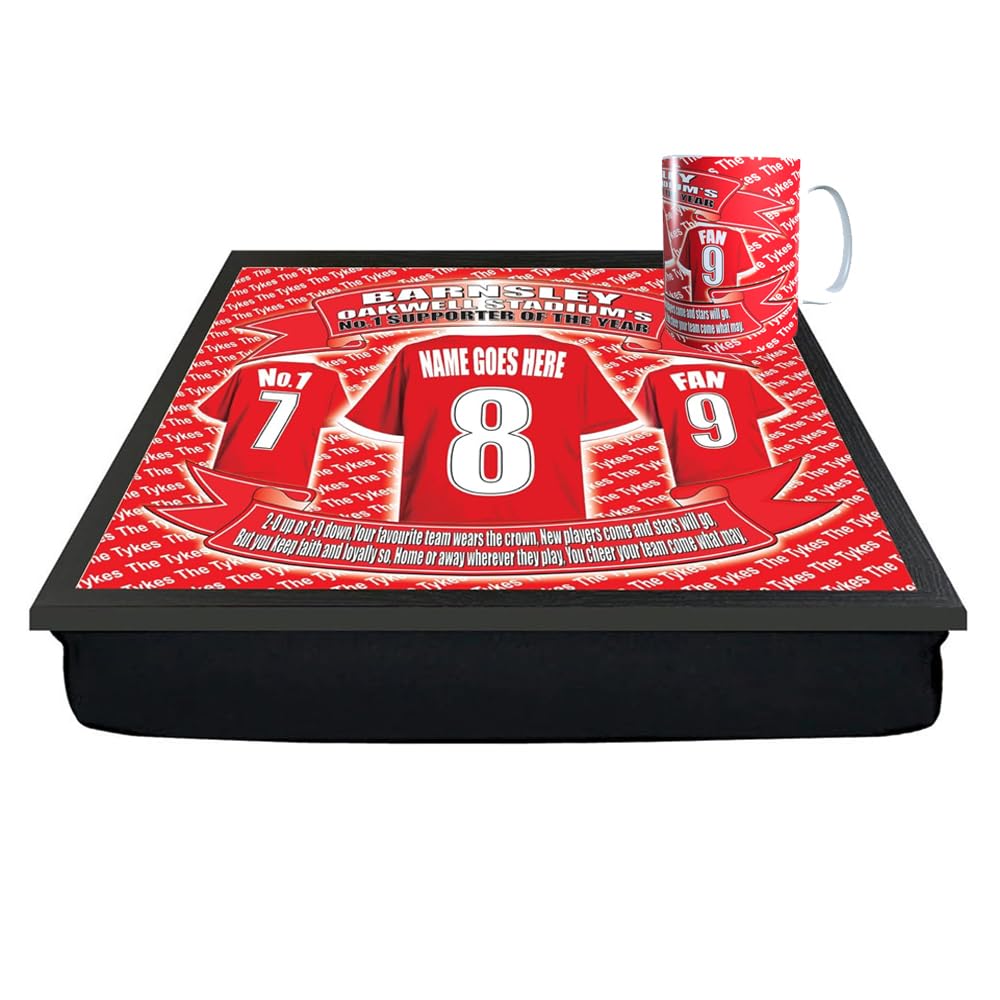 Barnsley Personalised Football Club Shirt Lap Tray And Mug Gift Set