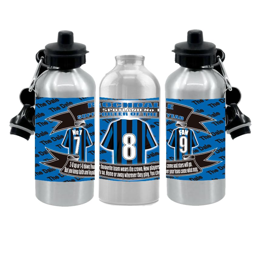 Roch (The Dale) Football Shirt Silver Aluminium Two Lid Unisex Water Bottle Gift