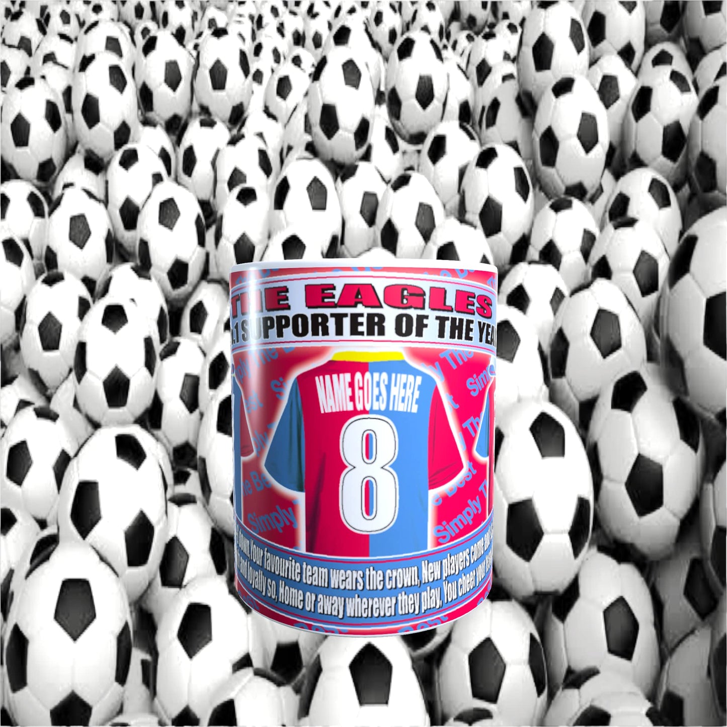 Crystal - The Glaziers Football Team Shirt Personalised Mug Gift with Chocolate Footballs