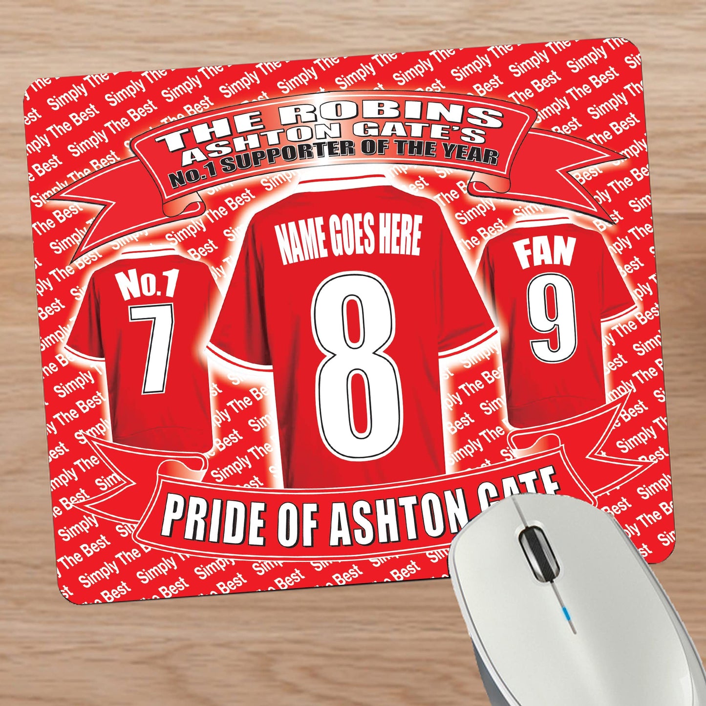 Bristol City Football Shirt Personalised Mouse Mat Gift