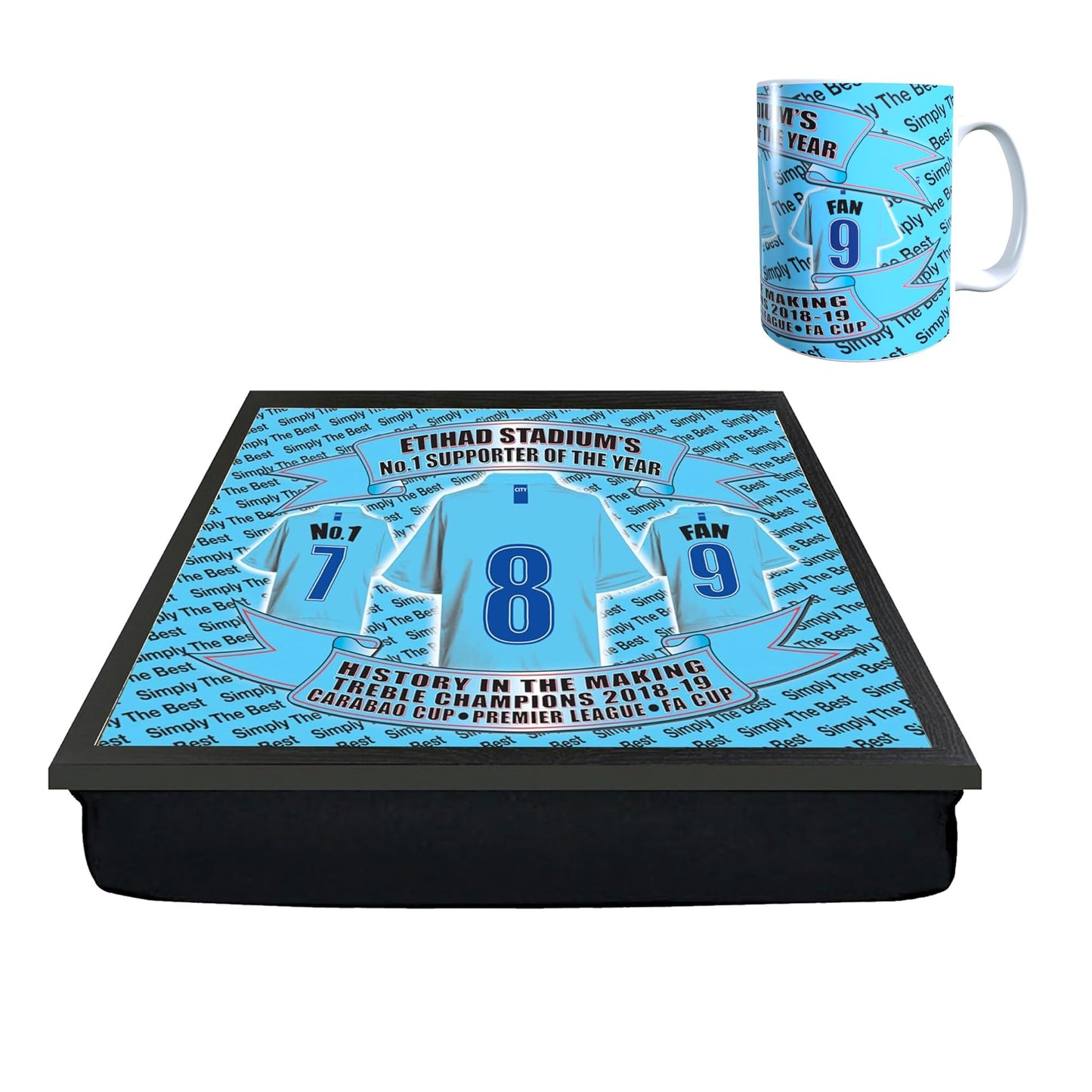 Manchester Blues Football Shirt Lap Tray And Mug Gift Set, MANBLUES