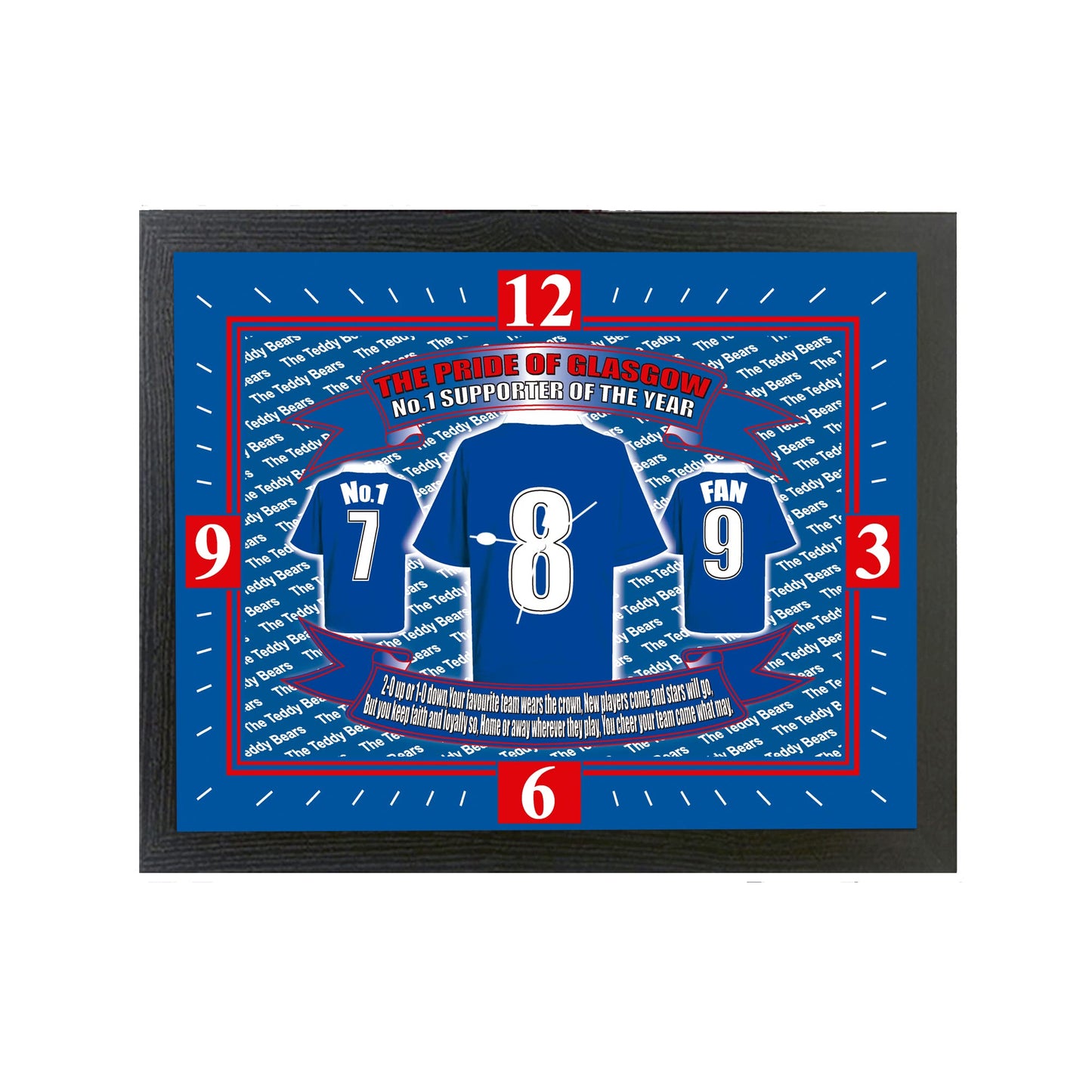 Glasgow The Teddy Bears Football Shirt Clock Gift Present