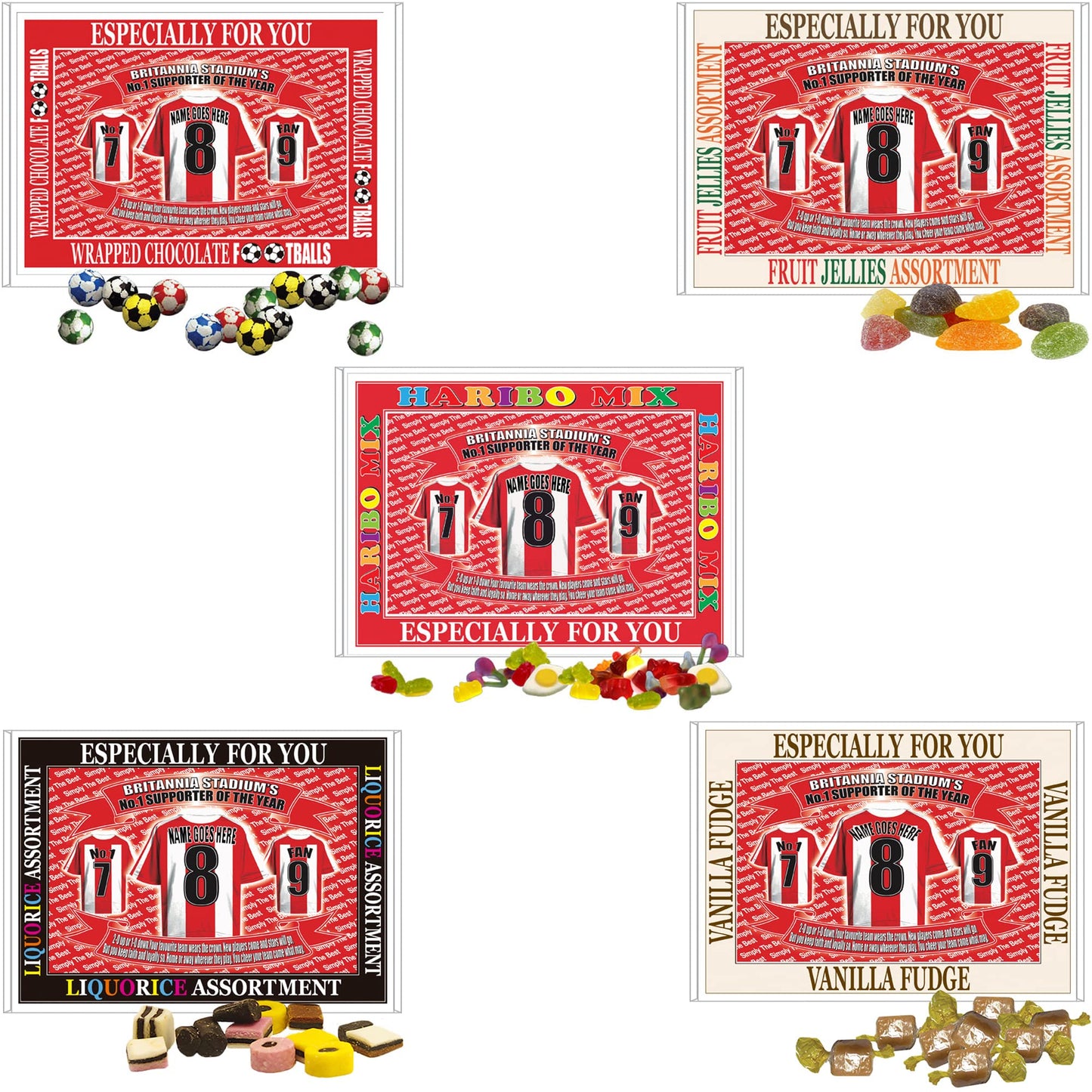 Stoke Football Shirt Personalised Gift Boxed Sweets Variety