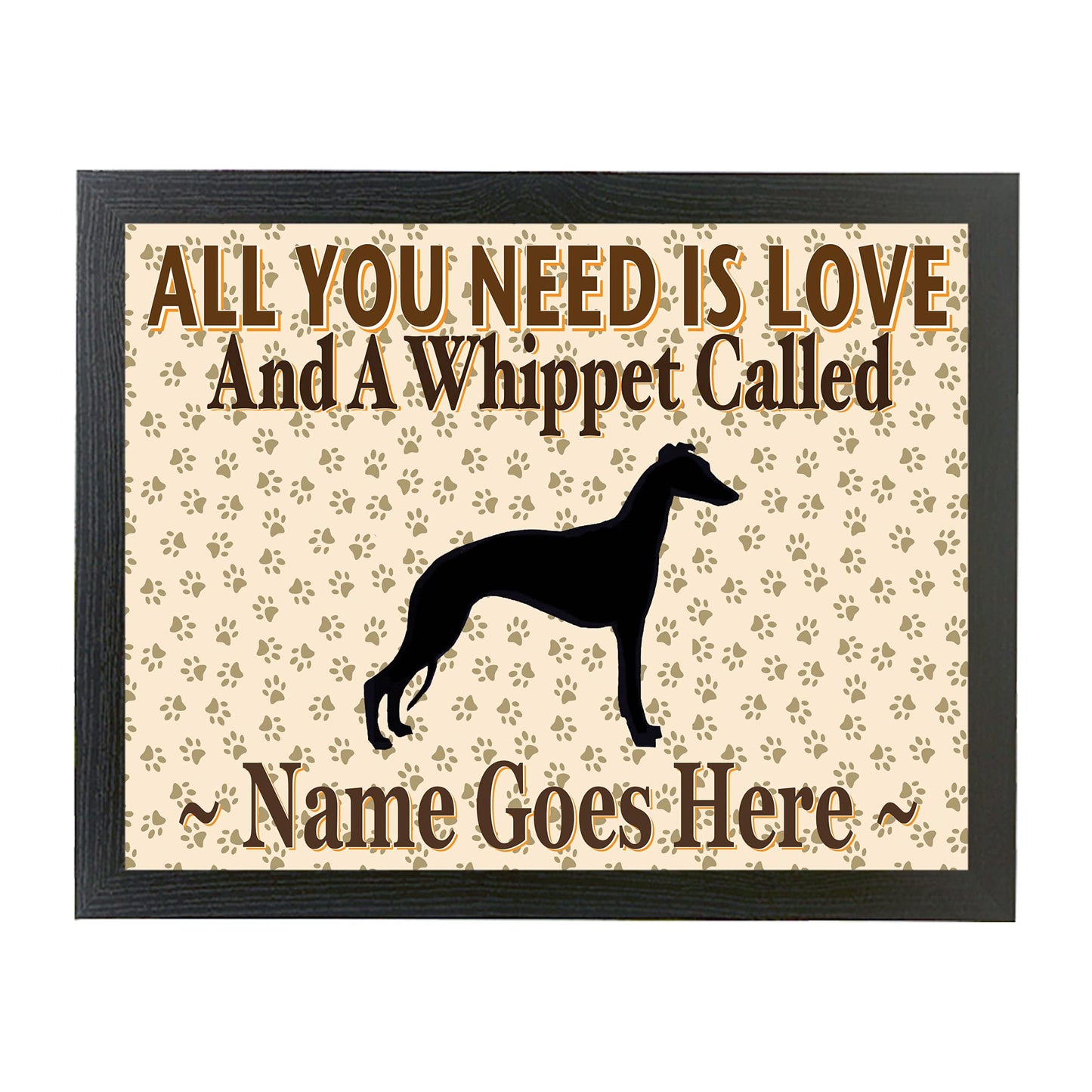All You Need Is Love Whippet Personalised Dog Breed Cushion Lap Tray Bean Bag Gift