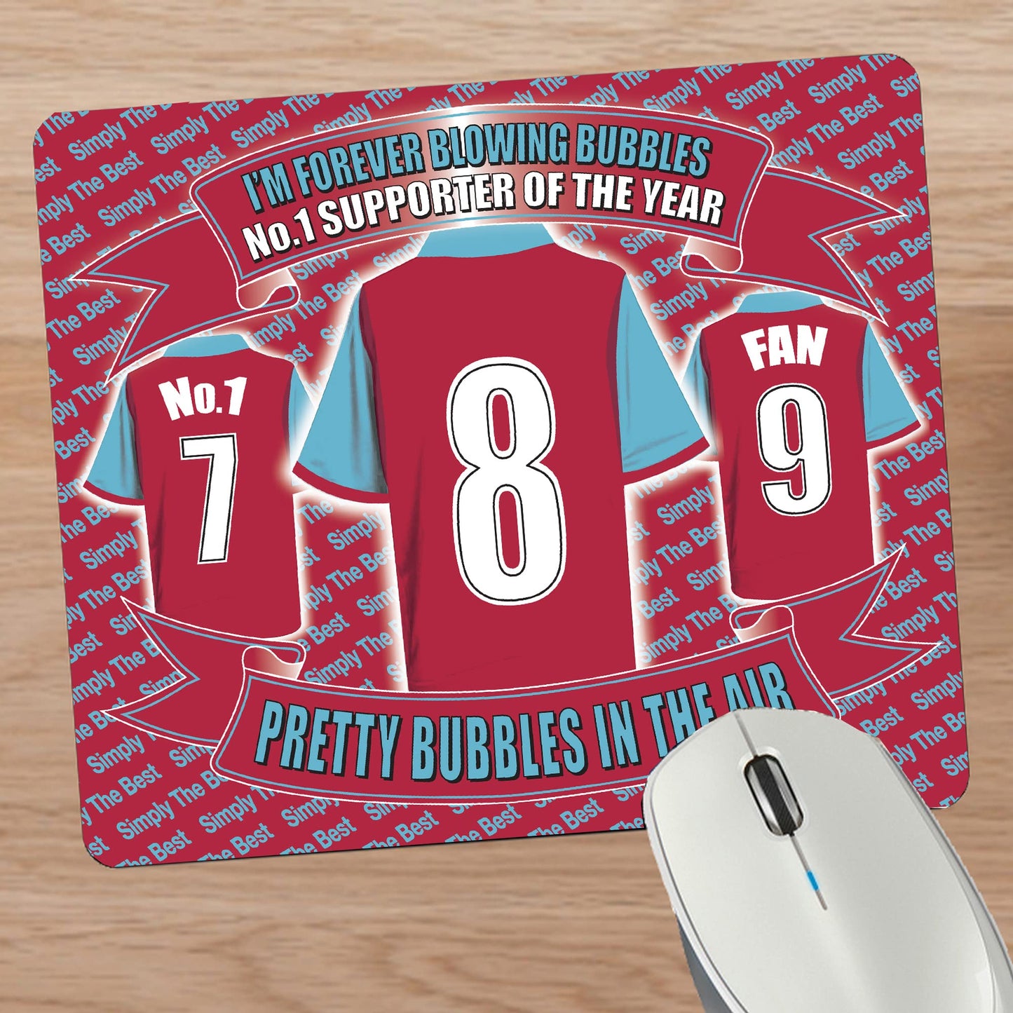 West H Utd Football Shirt Mouse Mat Gift - Red Plastic Vinyl Mouse Pad - Small - Occasion