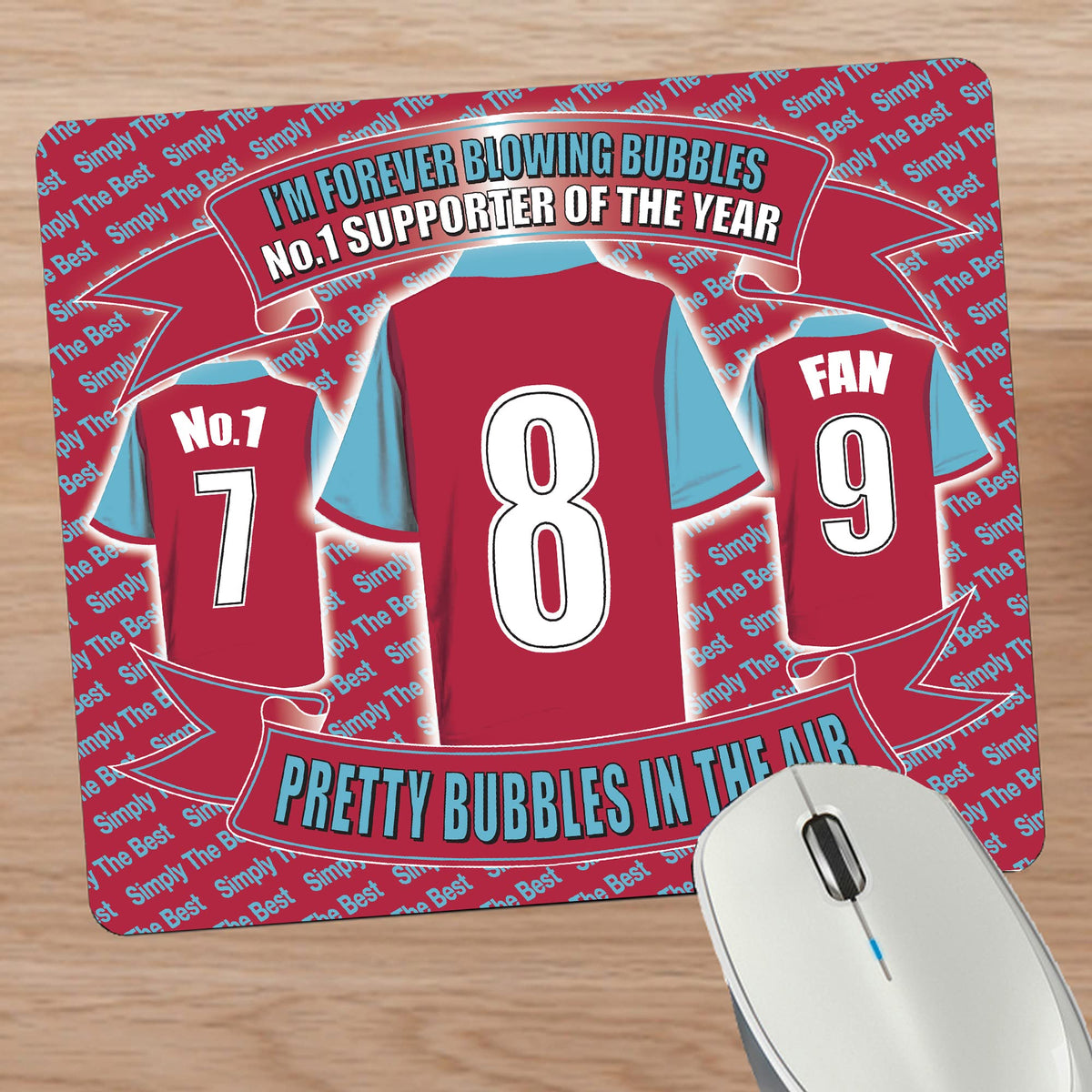 West H Utd Football Shirt Mouse Mat Gift - Red Plastic Vinyl Mouse Pad - Small - Occasion