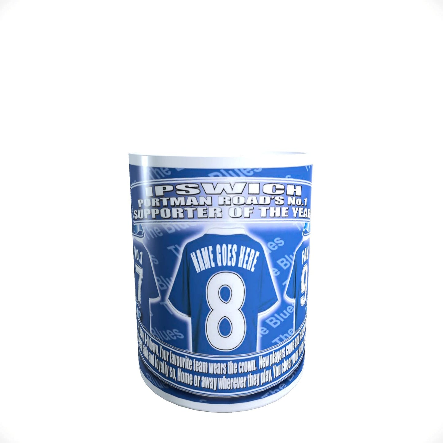 Ipswich Football Shirt Personalised Ceramic Money Box Gift