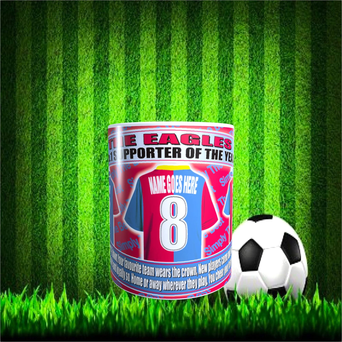 Crystal - The Glaziers Football Team Shirt Personalised Mug Gift with Chocolate Footballs