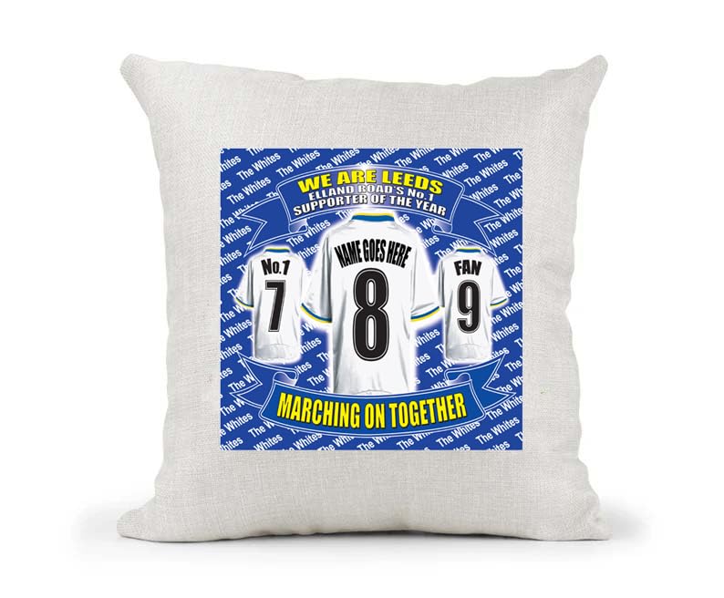 Leeds U Personalised Football Cushion Cover Gift