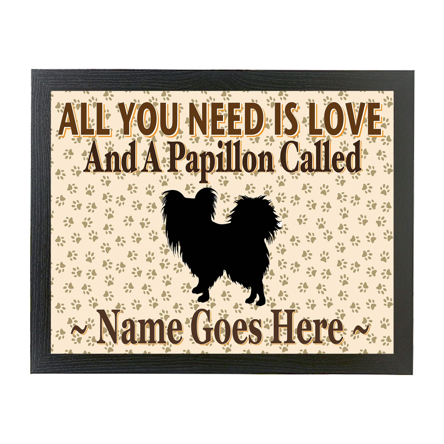 All You Need Is Love Papillon Personalised Dog Breed Cushion Lap Tray Bean Bag Gift