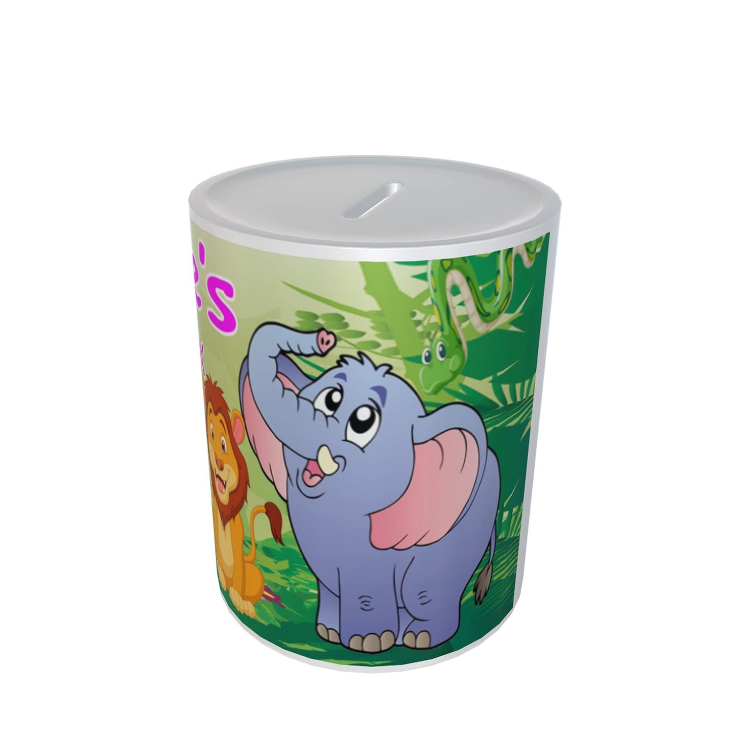 Personalised Kids Safari Jungle Animals Ceramic Piggy Bank Money Box Gift