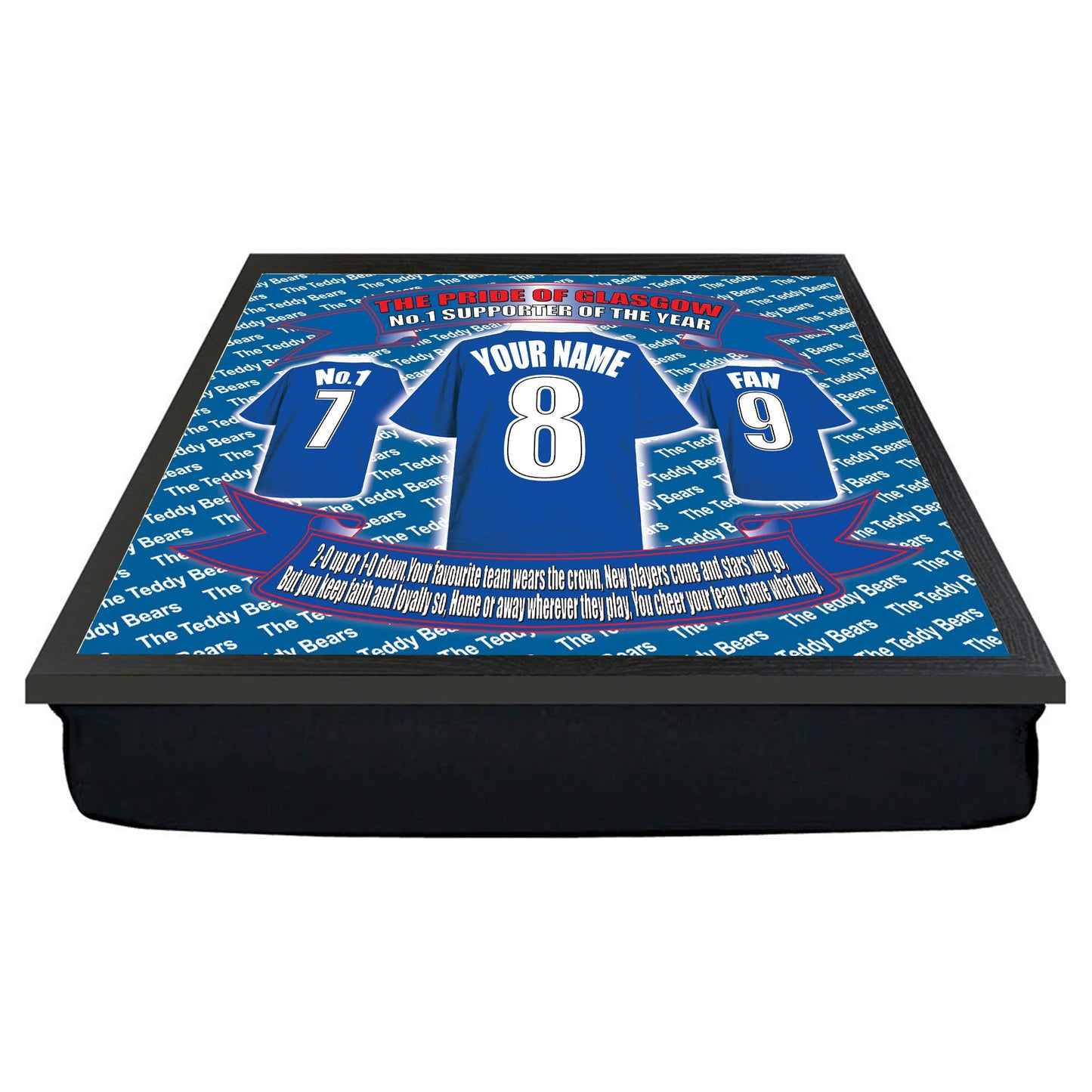Glasgow The Teddy Bears Personalised Football Shirt Lap Tray Gift