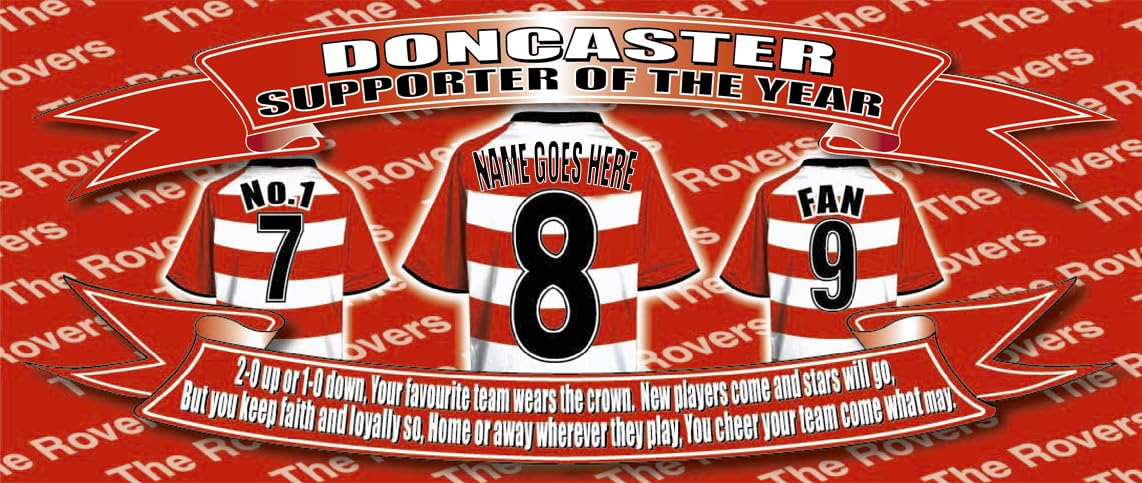 Doncaster Personalised Football Shirt Silver Aluminium Two Lid Unisex Water Bottle Gift