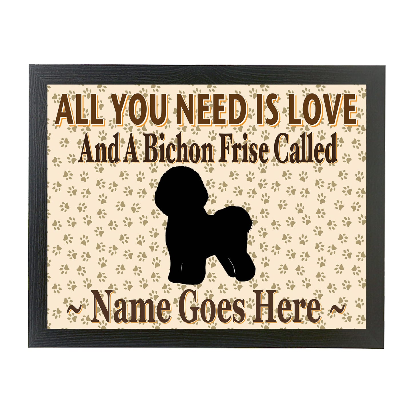 All You Need Is Love Bichon Frise Personalised Dog Breed Cushion Lap Tray Bean Bag Gift