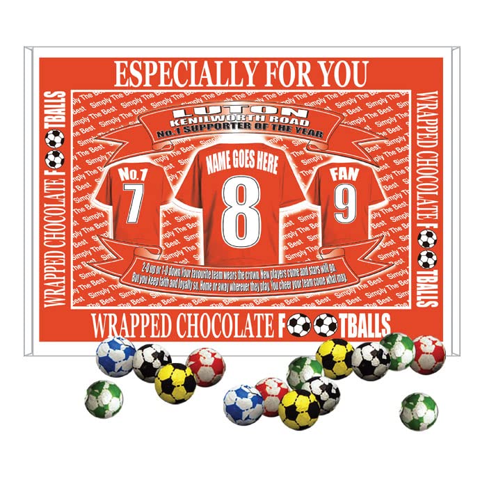 Luton Football Shirt Personalised Gift Boxed Sweets Variety