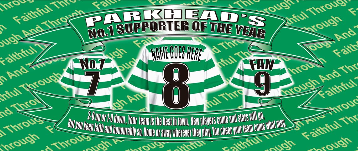 Personalised Celtic Water Bottle - Football Shirt - Silver Aluminium Two Lids - Unisex Gift