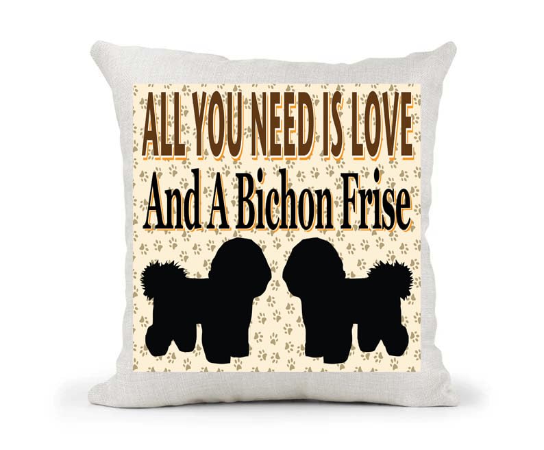 All You Need Is Love And A Bichon Frise Country Canvas Style Cushion Cover Gift