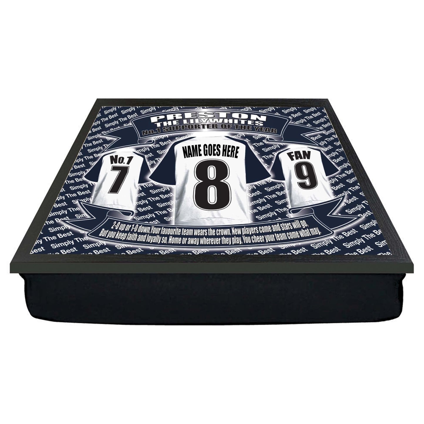 Preston Football Shirt Personalised Lap Tray Gift