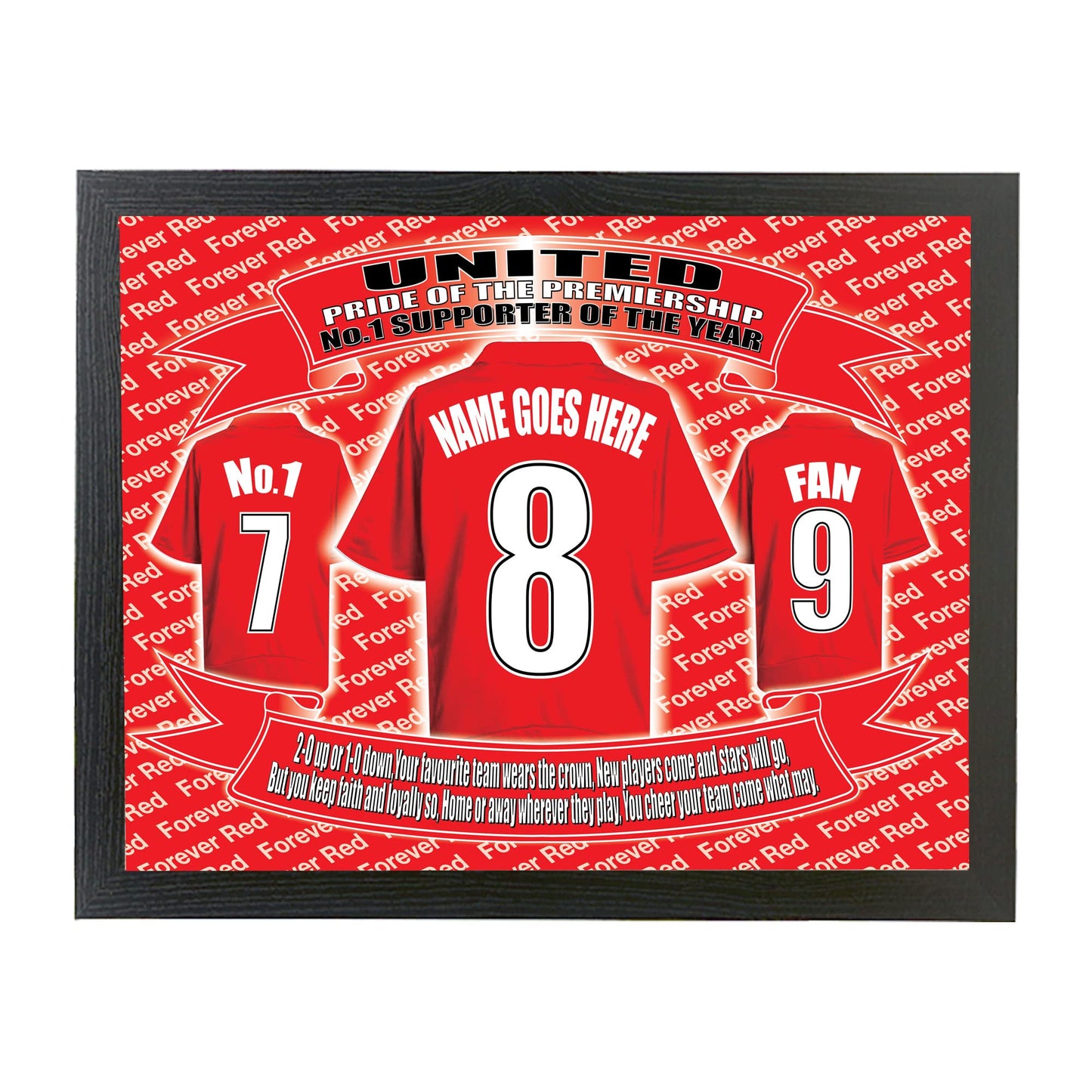 Manchester Reds Personalised Football Shirt Lap Tray Gift
