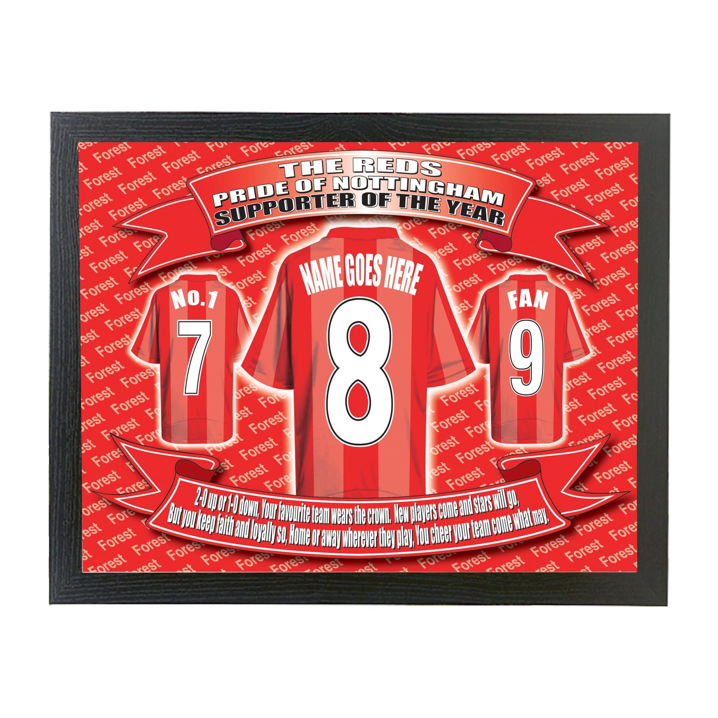 Notts Forest Personalised Football Shirt Picture Gift
