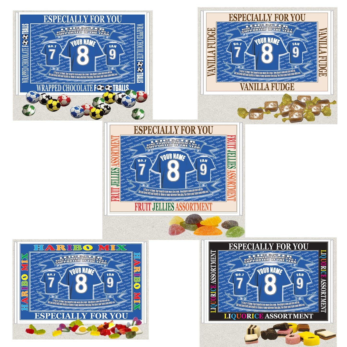 Leicester Personalised Football Shirt Gift Boxed Sweets