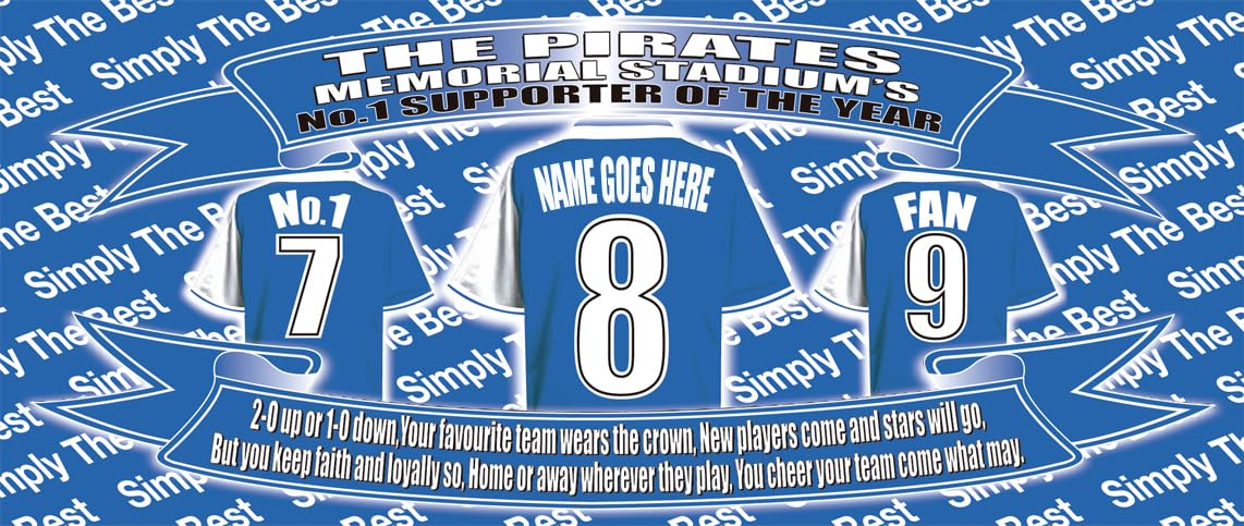 Bristol R - The Pirates Personalised Football Shirt Silver Aluminium Two Lid Unisex Water Bottle Gift