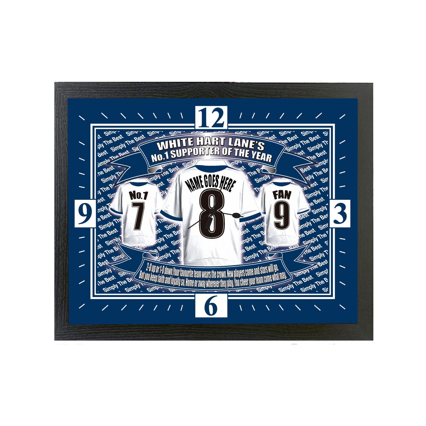Tott Personalised Football Shirt Clock Gift Present