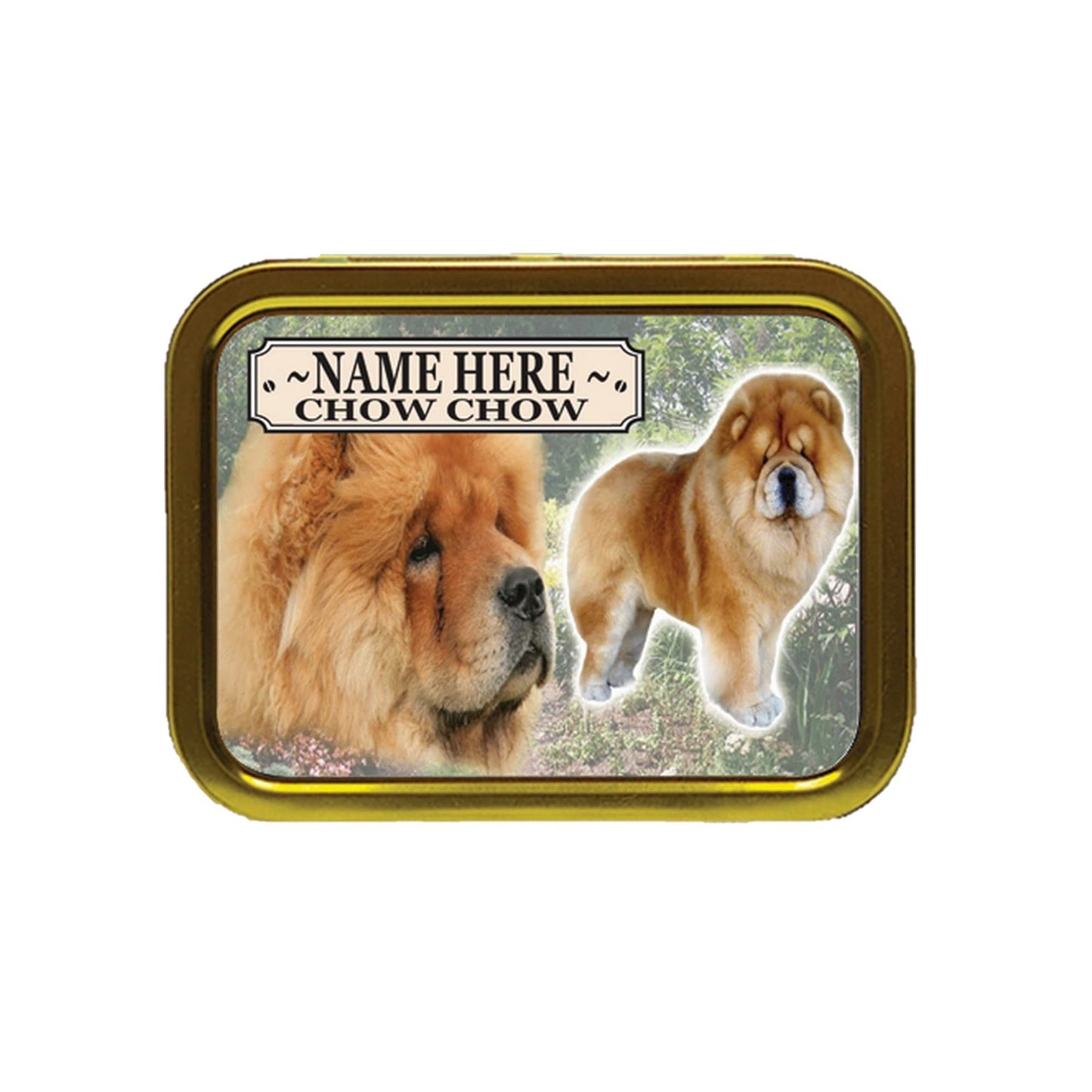 Chow Chow Dog Breed Personalised Tobacco Tin & Products Gift Set