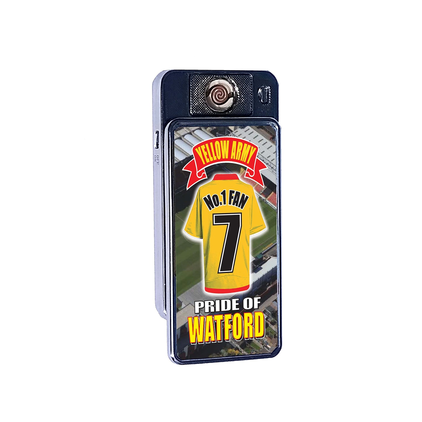 Watford No.1 Fan Football Shirt Rechargeable Gift Boxed Silver Metal USB Lighter
