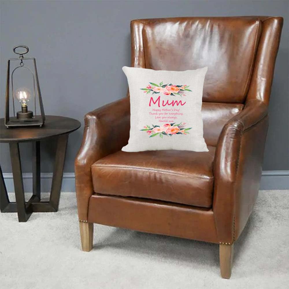 Personalised Floral Name & Message Wedding Anniversary Valentines Mother's Day Birthday Country Canvas Cushion Cover Gift