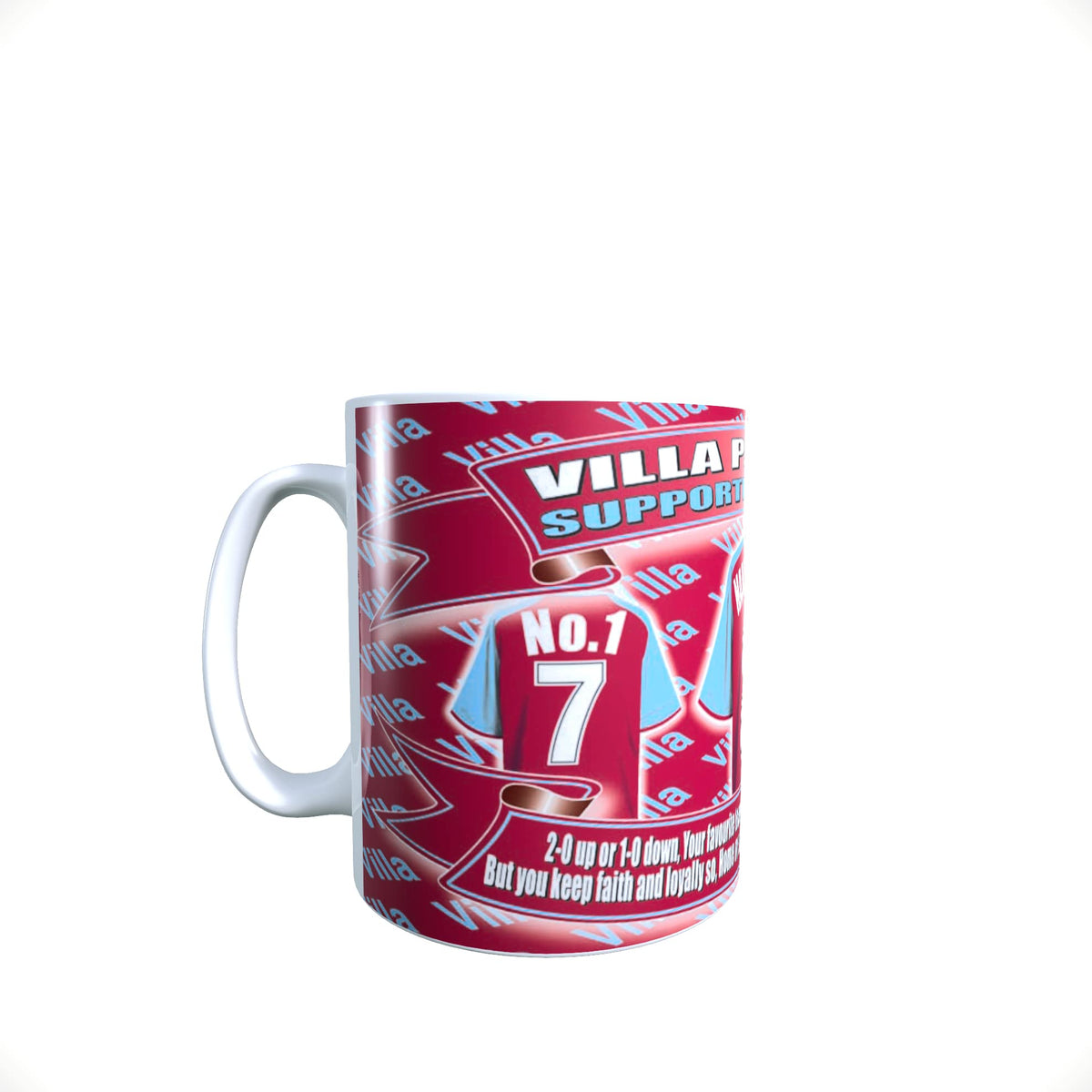The Villa Personalised Football Shirt Ceramic Mug Team-Aston Gift with Chocolate Footballs