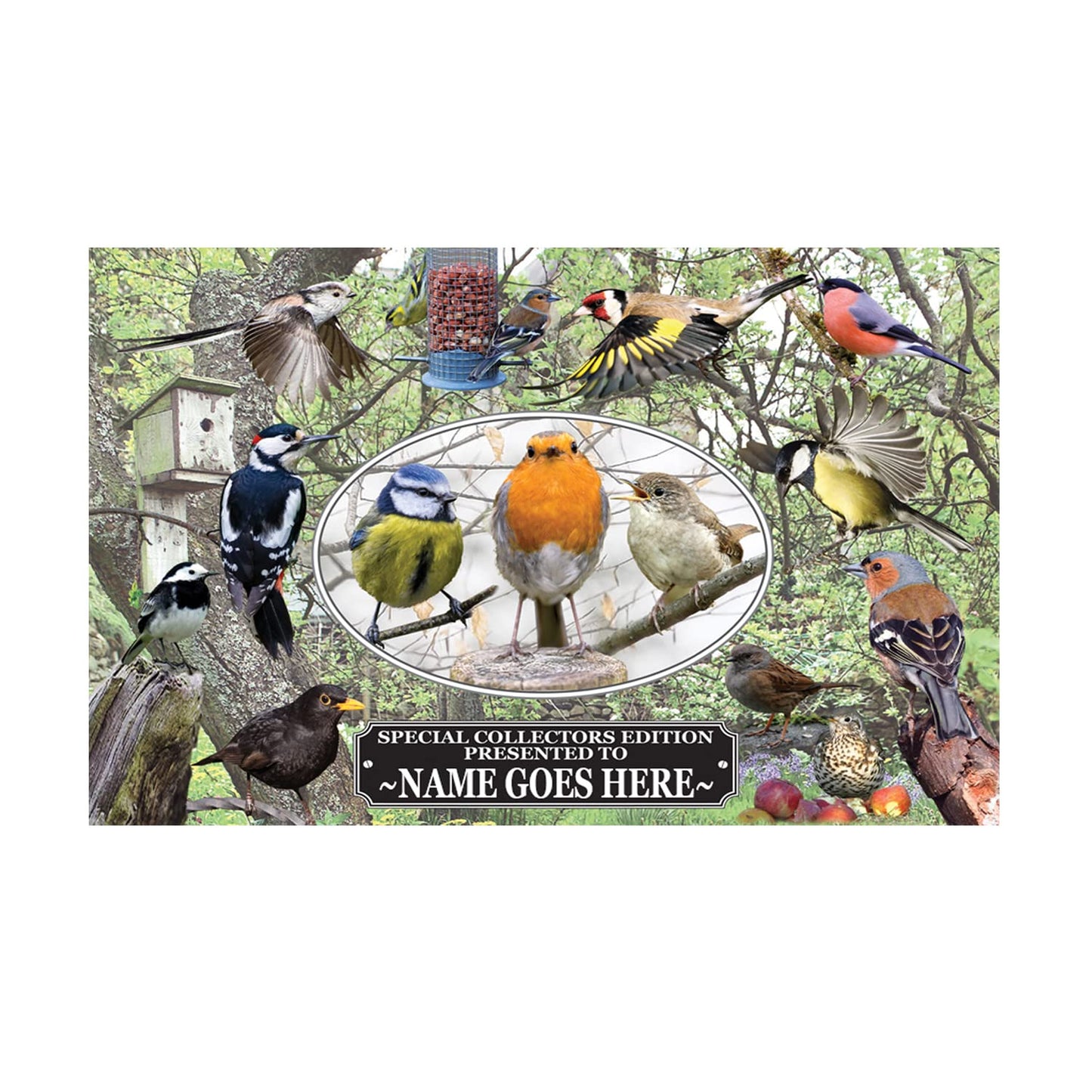 British Garden Birds Personalised Toughened Glass Heat Resistant Worktop Saver Cutting and Chopping Board Gift
